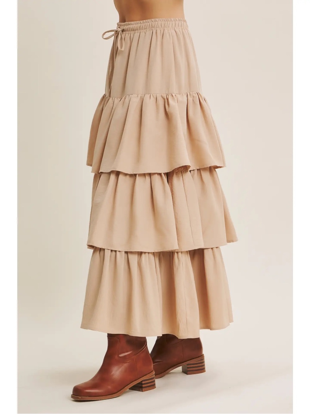 Slow Sunday Tiered Volume Maxi Skirt with Pockets - S - Picture 3 of 4